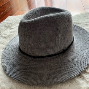Beautiful grey velour boho fedora hat